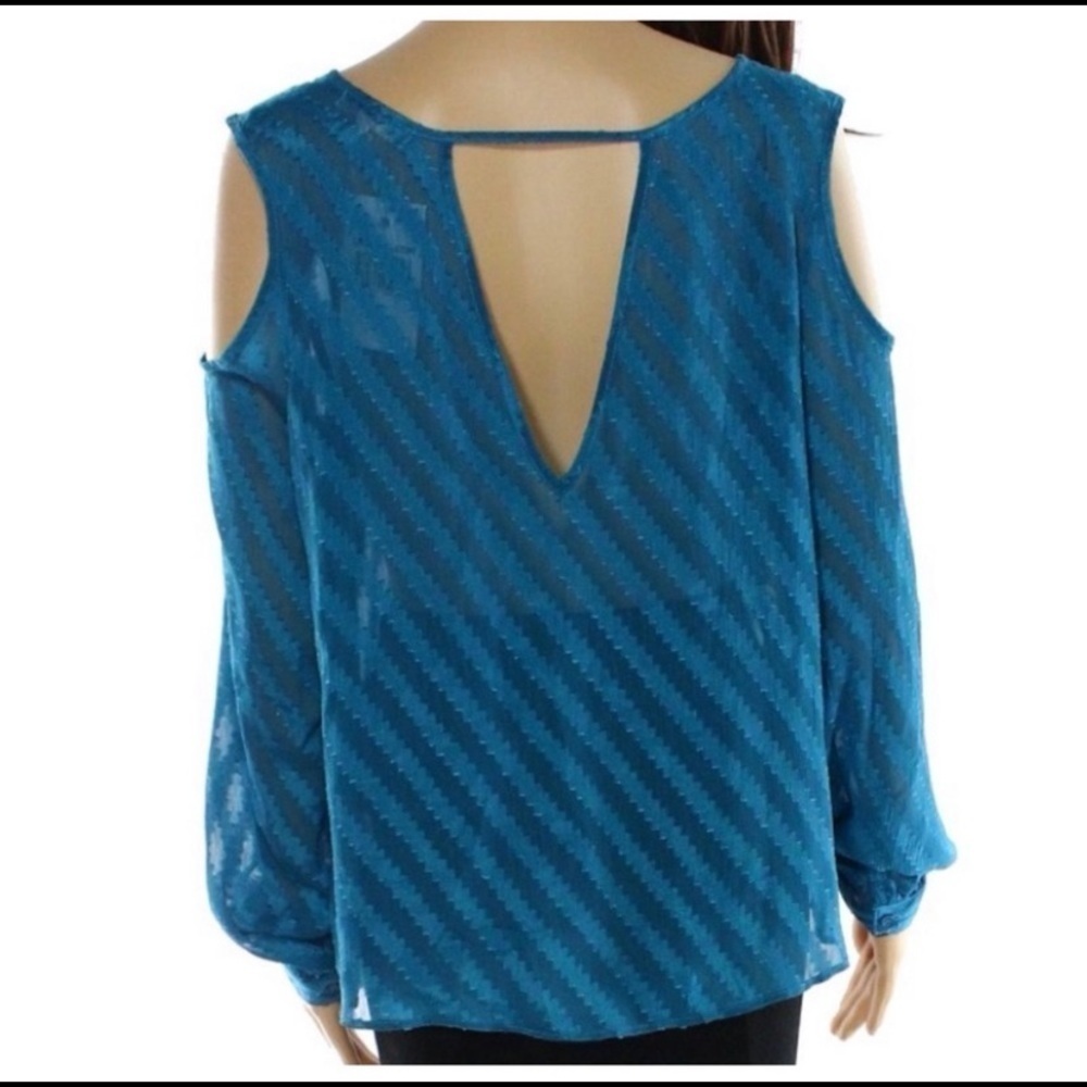 Love Fire Top Cold Shoulder Turquoise Size S - Picture 2 of 8